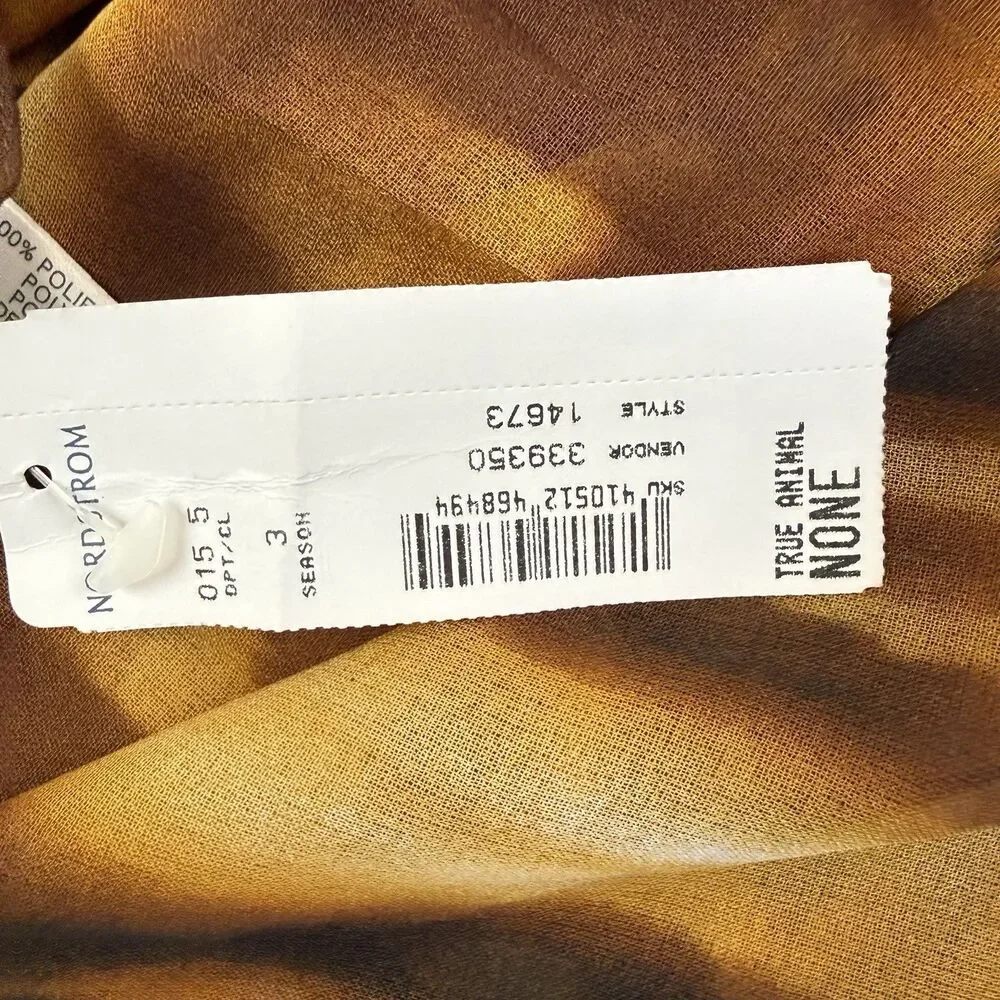 NEW Nordstrom Chiffon Scarf Wrap Animal Print Brown Gold 60x46 Made in Italy
